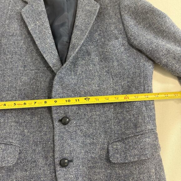 Vintage Harris Tweed 100% Wool Blue Gray Mens Sport Coat 40 Made in USA - Picture 10 of 13